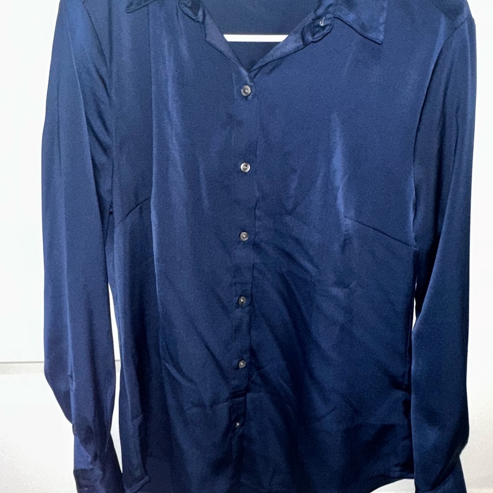 Banana Republic Blue Button Down Satin Shirt